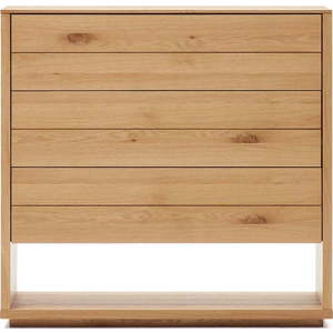 Vysoká komoda v dekoru dubu v přírodní barvě 100x97 cm Alguema – Kave Home obraz