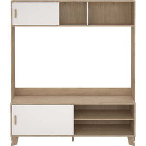 Bílá/v přírodní barvě TV sestava v dekoru dubu 159x181x48 cm Ikast – Tvilum obraz