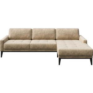 Béžová rohová pohovka z imitace kůže MESONICA Musso Tufted, pravý roh obraz