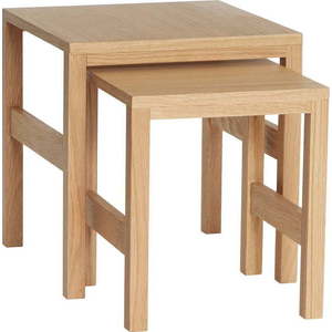 Odkládací stolky v dekoru dubu v sadě 2 ks 40x40 cm Puzzle – Hübsch obraz