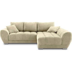 Béžová rozkládací rohová pohovka se sametovým potahem Windsor & Co Sofas Nuage, pravý roh obraz