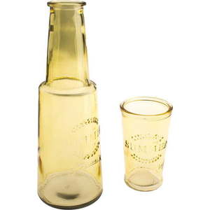 Žlutá skleněná karafa se sklenicí, 800 ml obraz