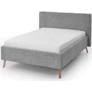 Světle šedá čalouněná dvoulůžková postel s úložným prostorem s roštem 140x200 cm Riva – Meise Möbel obraz