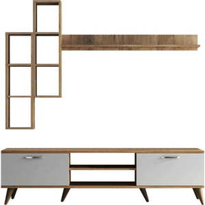 Bílá/přírodní TV sestava v dekoru borovice 180x48 cm Veronica – Kalune Design obraz