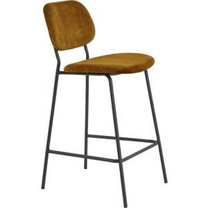 Sametová barová židle v hořčicové barvě 92 cm Emma – Light & Living obraz