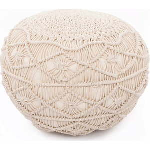 Béžový puf Tiseco Home Studio Macramé, výška 35 cm obraz