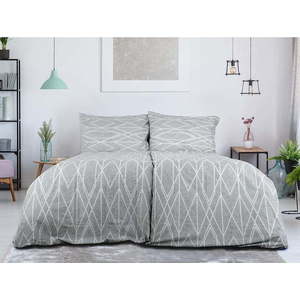 Šedé krepové povlečení na jednolůžko 140x200 cm Gray Stripes – B.E.S. obraz