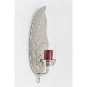 Nástěnný kovový svícen ve stříbrné barvě Kare Design Leaf obraz