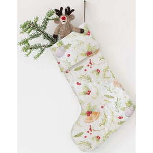 Látková vánoční punčocha Christmas Print – Linen Tales obraz