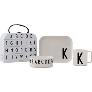 3dílný dětský jídelní set s kufříkem Design Letters Classics K obraz