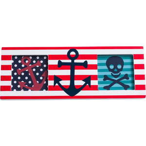 Červený dřevěný rámeček 24x9 cm Pirate – Premier Housewares obraz