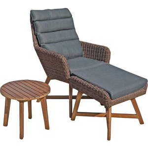Set hnědého zahradního křesla s podnožkou a stolkem Garden Pleasure Caliva obraz