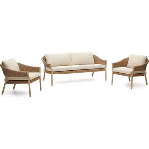Zahradní lounge set z eukalyptového dřeva pro 4 v krémovo-přírodní barvě Pola – Kave Home obraz
