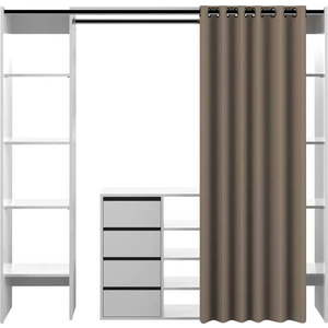 Otevřená šatní skříň ve světle hnědo-bílé 185x182 cm Tom – TemaHome obraz
