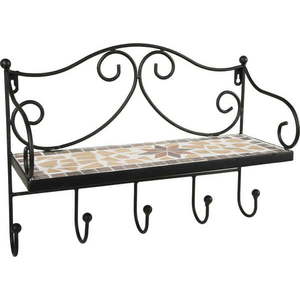 Černý kovový nástěnný věšák s poličkou 42 cm Almeria – Garden Pleasure obraz