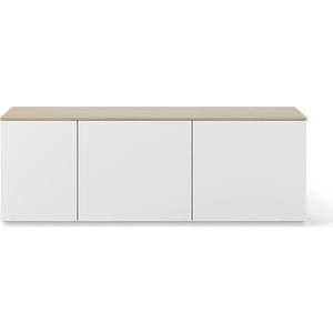 Bílá komoda s dvířky a deskou v dubovém dekoru TemaHome Join, 160 x 57 cm obraz