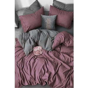 Fialovo-šedé bavlněné povlečení na jednolůžko/prodloužené s prostěradlem 160x220 cm – Mila Home obraz
