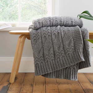 Šedá pletená deka 150x200 cm Cable Knit – Bianca obraz