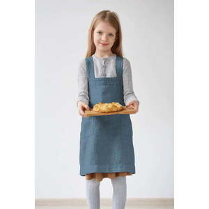 Dětská modrá lněná zástěra Linen Tales Pinafore, 60 x 34 cm obraz