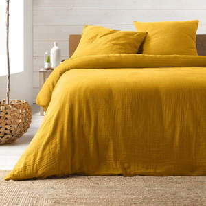 Žluté prodloužené mušelínové povlečení na dvoulůžko 220x240 cm Angelia – douceur d'intérieur obraz