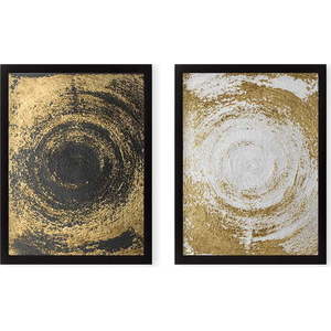Sada 2 obrazů Tablo Center Circles Golden obraz
