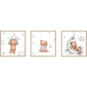 Dětské obrázky v sadě 3 ks 20x20 cm Teddy Bear obraz
