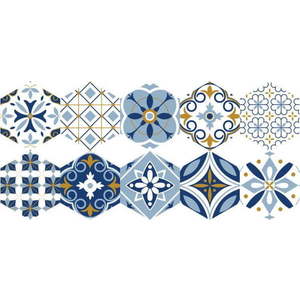 Sada 10 samolepek na podlahu Ambiance Hexagons Jelilna, 20 x 18 cm obraz