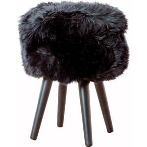 Stolička s černým sedákem z ovčí kožešiny Native Natural Black, ⌀ 30 cm obraz