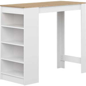 Bílý barový stůl s deskou v dekoru dubu 115x50 cm Aravis - TemaHome obraz