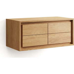 Nízká závěsná skříňka pod umyvadlo z teakového dřeva v přírodní barvě 90x40 cm Kenta – Kave Home obraz