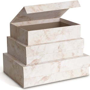 Béžové kartonové úložné boxy v sadě 3 ks s víkem/dekorativní 42, 5x29, 5x13 cm Kian Paper Laminate – Bigso obraz