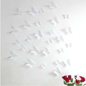 Sada 12 bílých samolepek s 3D efektem Ambiance Butterflies obraz
