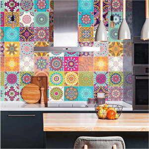 Sada 30 nástěnných samolepek Ambiance Wall Stickers Tiles Azulejos Mariska, 15 x 15 cm obraz