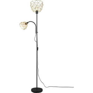 Stojací lampa v černé a zlaté barvě s kovovým stínidlem (výška 180 cm) Haval – Trio obraz