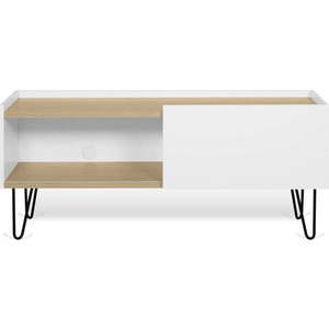 Bílý TV stolek v dekoru dubu 140x59 cm Nina - TemaHome obraz