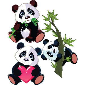 Sada 3 nástěnných dětských samolepek Ambiance Panda obraz