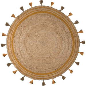 Hnědo-žlutý jutový koberec Flair Rugs Istanbul, ⌀ 150 cm obraz