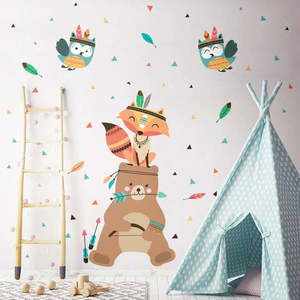 Dětské samolepky na zeď Ambiance Bear Indian Happy obraz