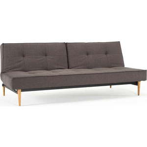 Tmavě šedá rozkládací pohovka s dřevěnou podnoží Innovation Splitback Flashtex Dark Grey obraz