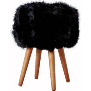 Stolička s černým sedákem z ovčí kožešiny Native Natural, ⌀ 30 cm obraz