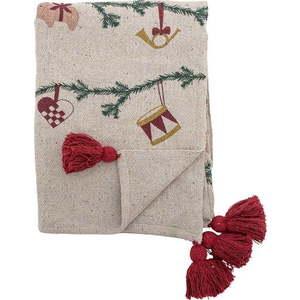 Krémová deka s vánočním motivem 130x160 cm Yule – Bloomingville obraz