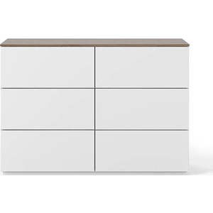 Bílá komoda s šuplíky a deskou v ořechovém dekoru TemaHome Join, 120 x 84 cm obraz