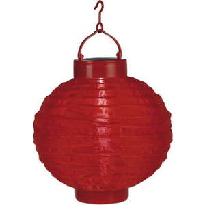 Červený venkovní solární LED lampion Star Trading, ø 30 cm obraz