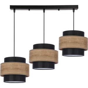 Závěsné svítidlo s textilním stínidlem v černo-přírodní barvě ø 20 cm Twin – Candellux Lighting obraz