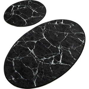 Sada 2 černých oválných koupelnových předložek Foutastic Marble obraz