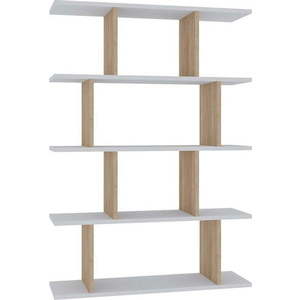 Bílá/přírodní knihovna v dekoru dubu 90x127 cm Harmon – Kalune Design obraz