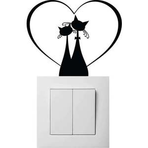 Černá samolepka na vypínač Ambiance Cat Couple obraz