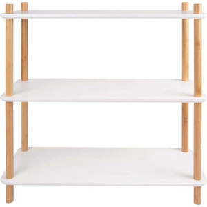 Bílý regál s bambusovými nohami Leitmotiv Cabinet Simplicity, 80 x 82.5 cm obraz