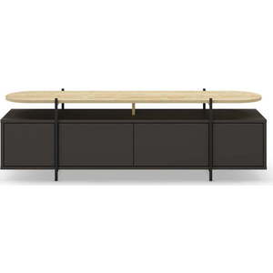 Černý TV stolek v dekoru dubu 160x48 cm Hinoa – Marckeric obraz