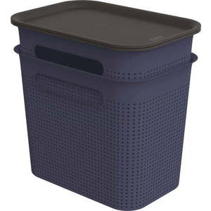 Tmavě modré plastové úložné boxy s víkem v sadě 2 ks 18, 5x27x26 cm Brisen – Rotho obraz